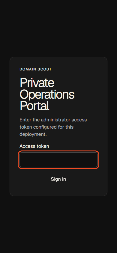 Domain Scout mobile login for the private operations portal