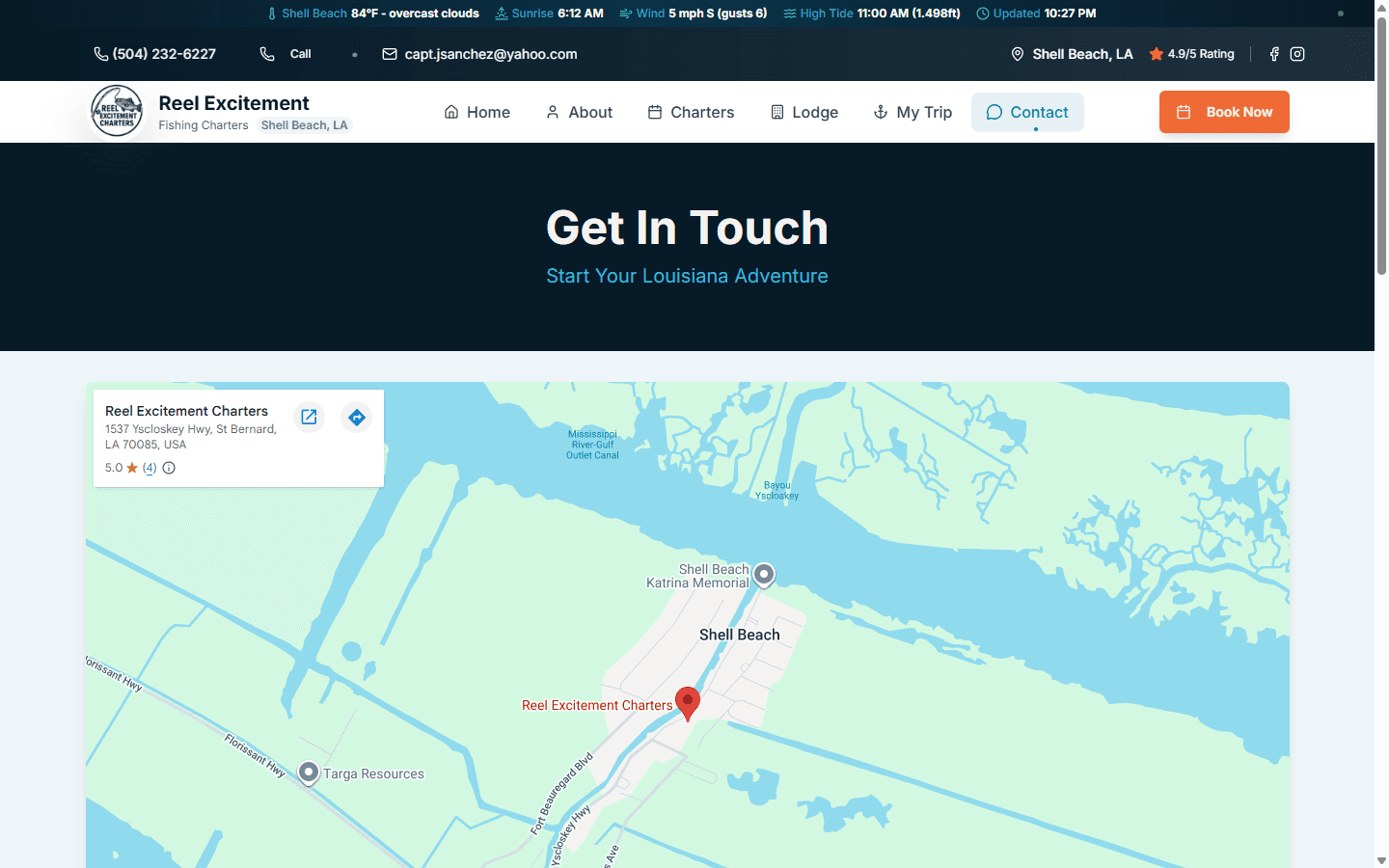 Contact page with phone and inquiry options